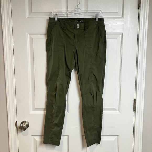 Prana Essex Hiking Pants Olive Green Mid Rise Stretch Canvas Womens Size 6 - Picture 1 of 11